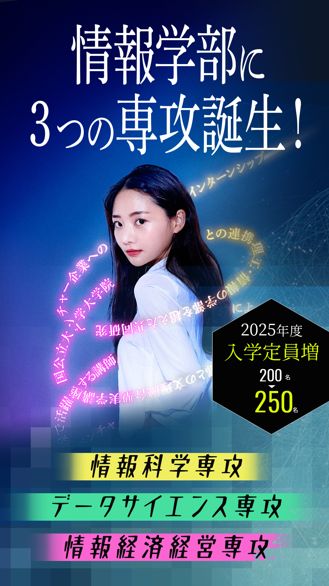 情報で突破する。ヤマトの情報学部　情報科学専攻・データサイエンス専攻・情報経済経営専攻